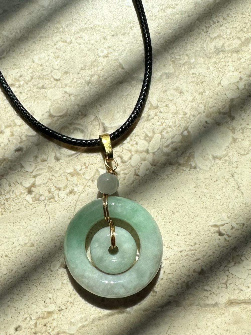 Natural Light Green Jadeite Jade Double Peace Buckle Pendant